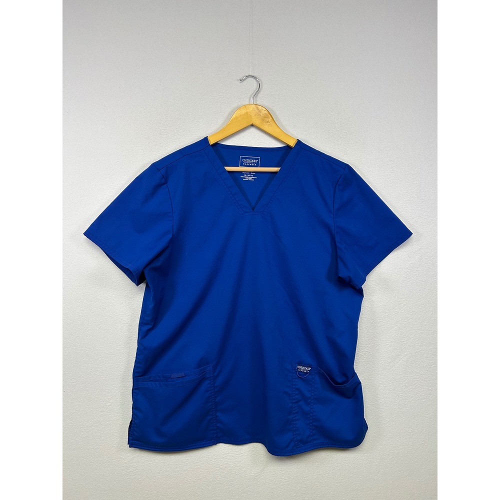 Medical‎ Nursing Cherokee Workwear XL Royal Blue V-Neck Revolution Scrub Top